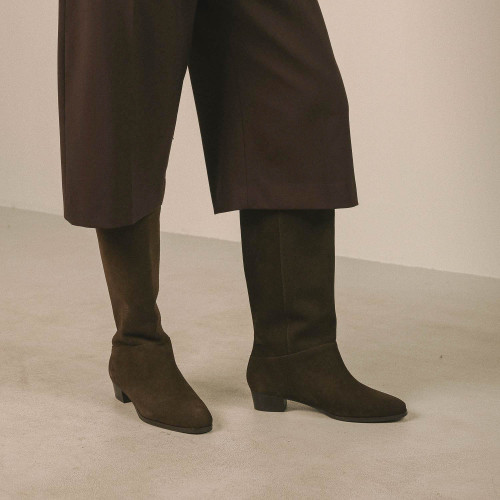 Martha High Boots, dark chocolate velvet | Balagan Studio
