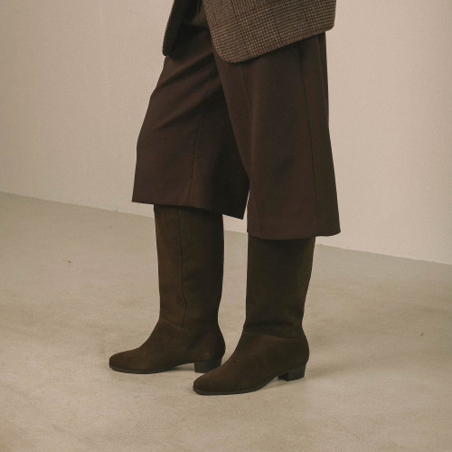 Martha High Boots, dark chocolate velvet | Balagan Studio