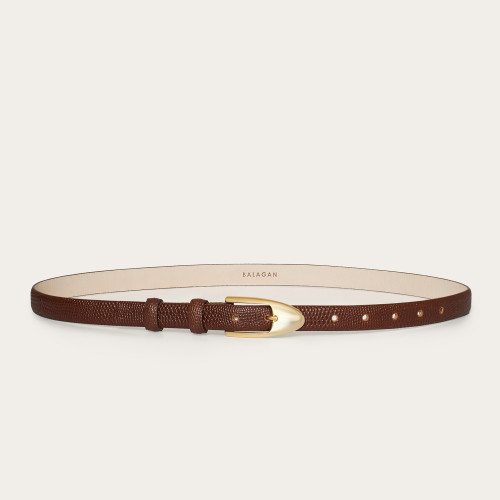 Thin belt with a buckle, brown lizard pattern| Balagan Studio