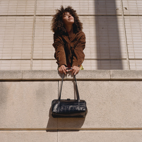 Rufina Bag M, black croco | Balagan Studio