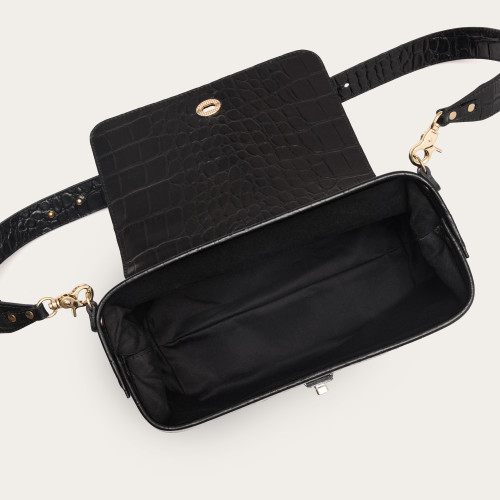Rebecca Bag M, black croco | Balagan Studio