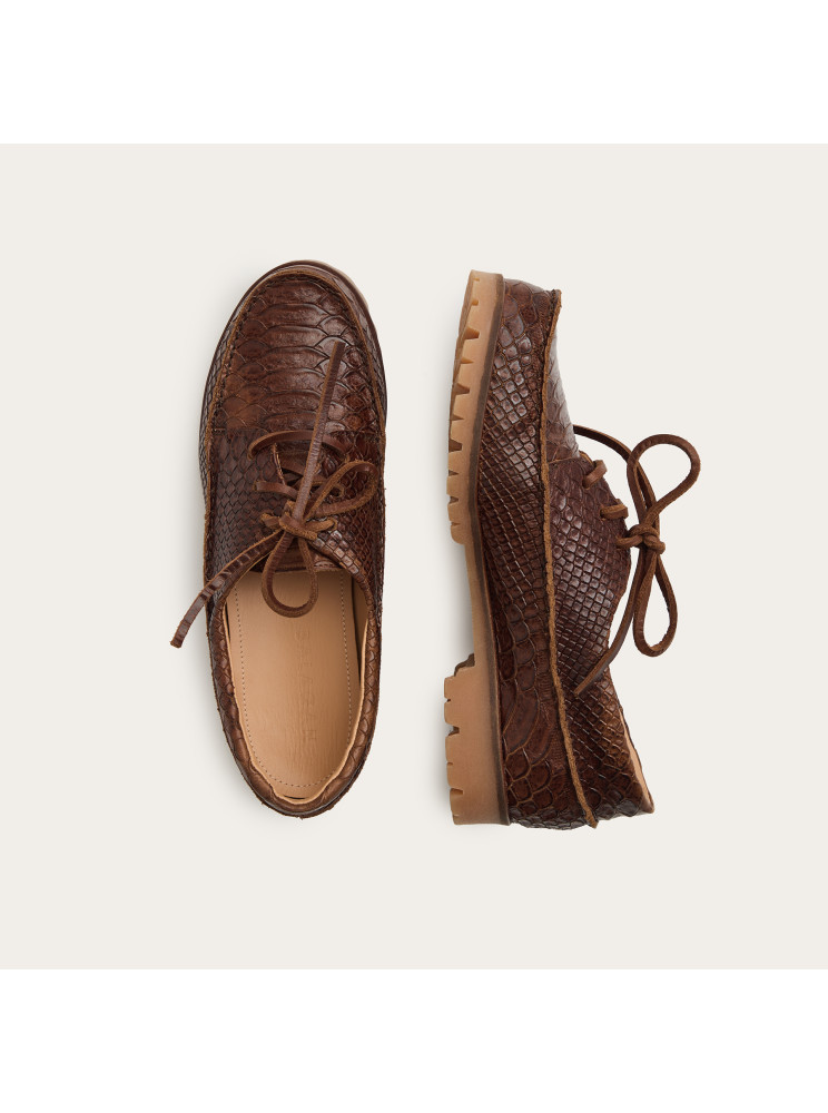Tefer półbuty, brązowy wzór krokodyla | Balagan Studio