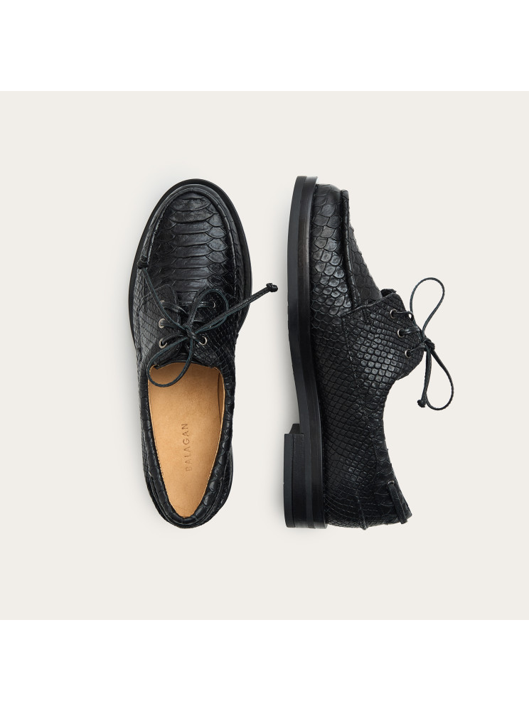 Yacht półbuty, czarny wzór krokodyla | Balagan Studio