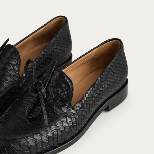 Raphael Flats, black croco | Balagan Studio