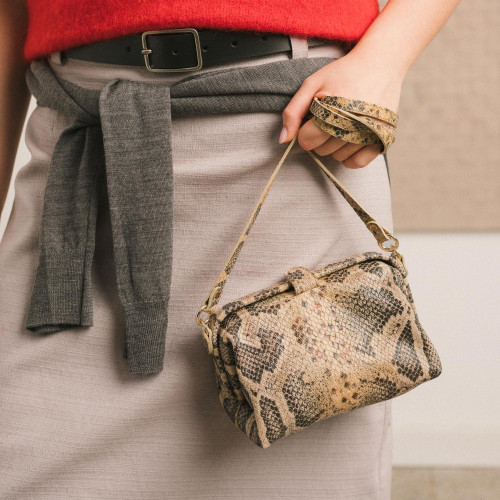 Rofe Bag S, beige python pattern | Balagan Studio