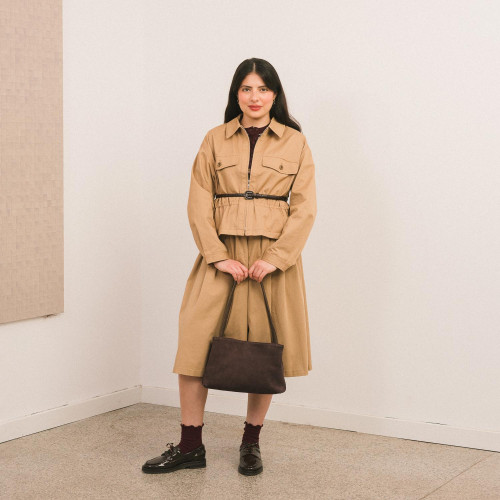 Eva torebka M, brązowy welur | Balagan Studio