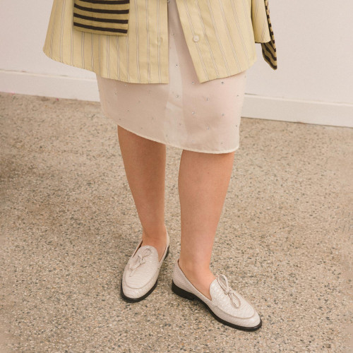 Raphael Flats, cream croco | Balagan Studio