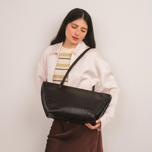 Ishti Bag L, brown croco | Balagan Studio