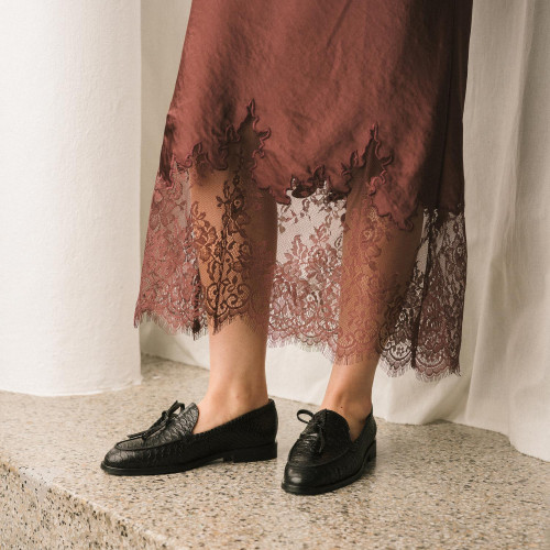 Raphael Flats, black croco | Balagan Studio