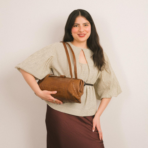 Rufina Bag M, caramel croco | Balagan Studio