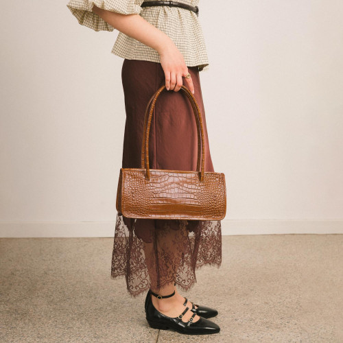 Baguette Bag M, caramel croco | Balagan Studio