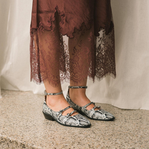 Blanche baleriny, złamana biel wzór pytona | Balagan Studio