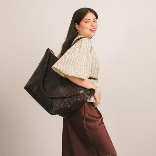 Ima Bag XL, brown croco | Balagan Studio