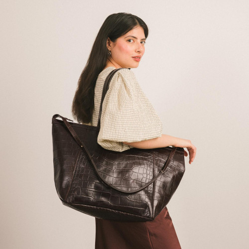 Ima Bag XL, brown croco | Balagan Studio