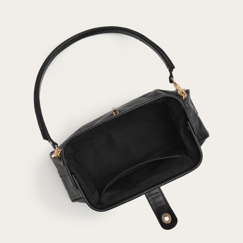 Rofe Vintage Bag M, black croco | Balagan Studio