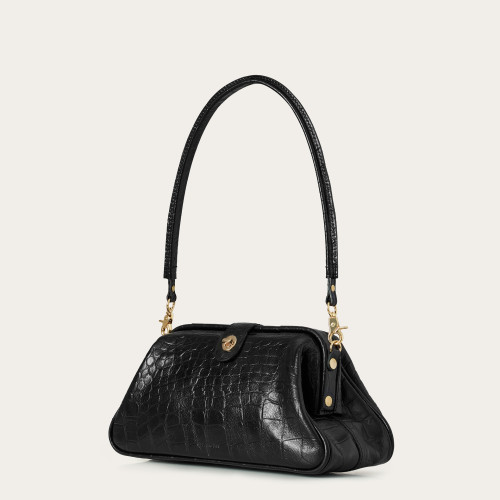 Rofe Vintage Bag M, black croco | Balagan Studio