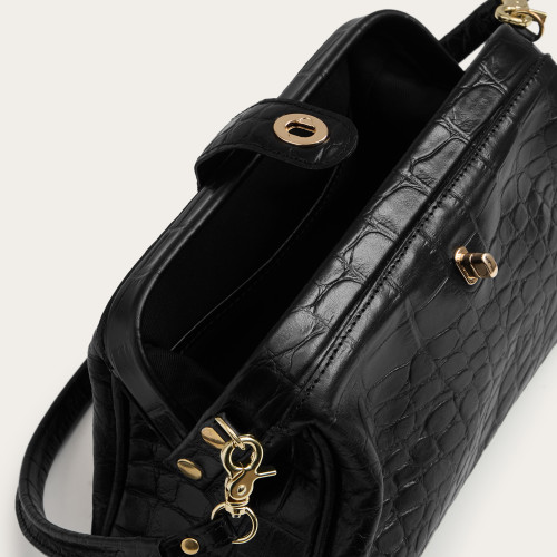 Rofe Vintage Bag M, black croco | Balagan Studio