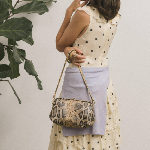 Rofe Bag M, beige python pattern | Balagan Studio