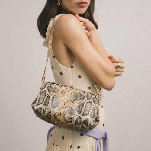 Rofe Bag M, beige python pattern | Balagan Studio