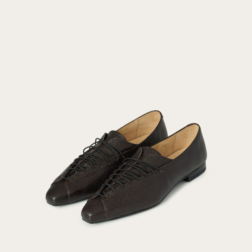 Isadora Flats, brown python pattern | Balagan Studio