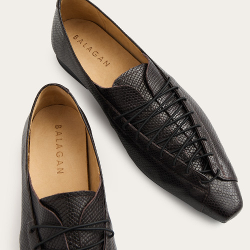 Isadora Flats, brown python pattern | Balagan Studio