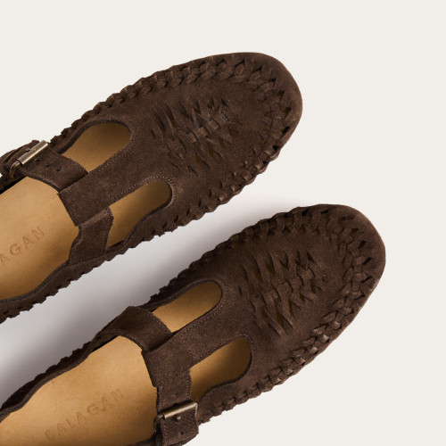 Achla półbuty, czekoladowy brąz welur | Balagan Studio