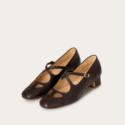 Ginger Heels, brown python pattern | Balagan Studio