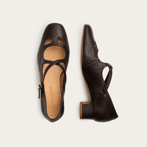 Ginger Heels, brown python pattern | Balagan Studio