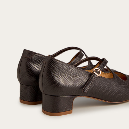 Ginger Heels, brown python pattern | Balagan Studio