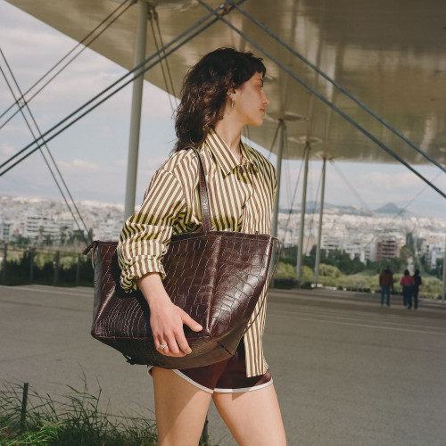 Ima Bag XL, brown croco | Balagan Studio