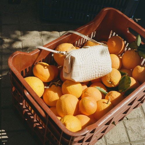 Rofe torebka S, śmietankowy wzór krokodyla | Balagan Studio