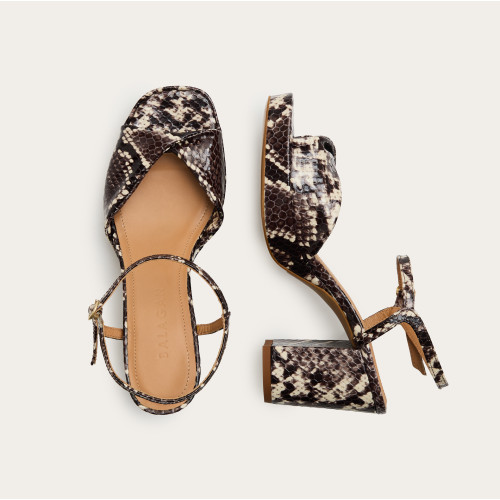 Bianca Sandals, brown python pattern | Balagan Studio