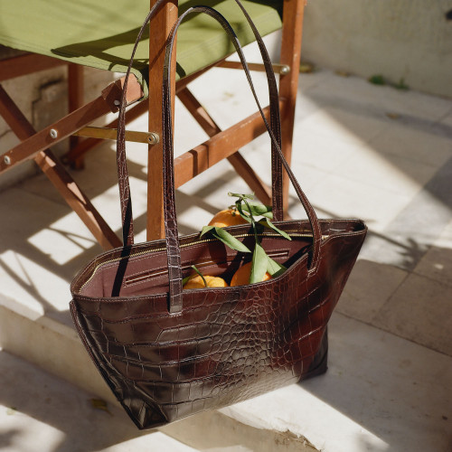 Ishti Bag L, brown croco | Balagan Studio