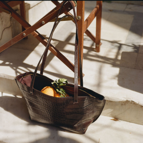 Ishti Bag L, brown croco | Balagan Studio