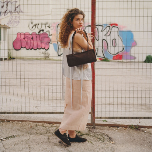 Baguette Bag M, brown velvet | Balagan Studio