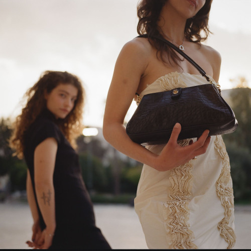 Rofe Vintage Bag M, black croco | Balagan Studio