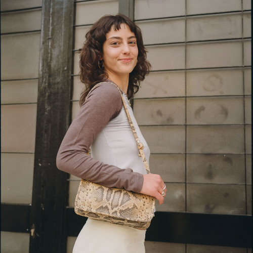 Suzanne torebka S, beżowy wzór pytona | Balagan Studio