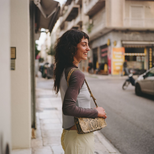 Suzanne Bag S, beige python pattern | Balagan Studio