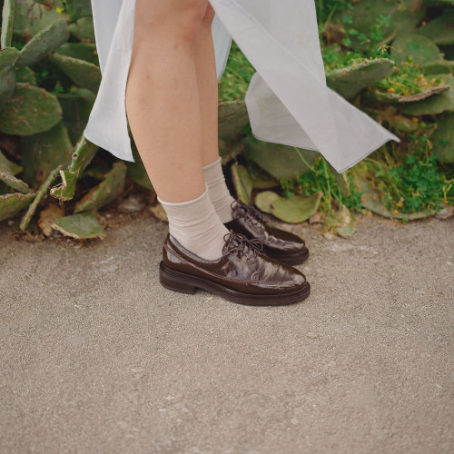 Deck półbuty, brązowy połysk | Balagan Studio