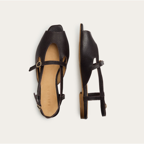 Athena Sandals, brown python pattern | Balagan Studio