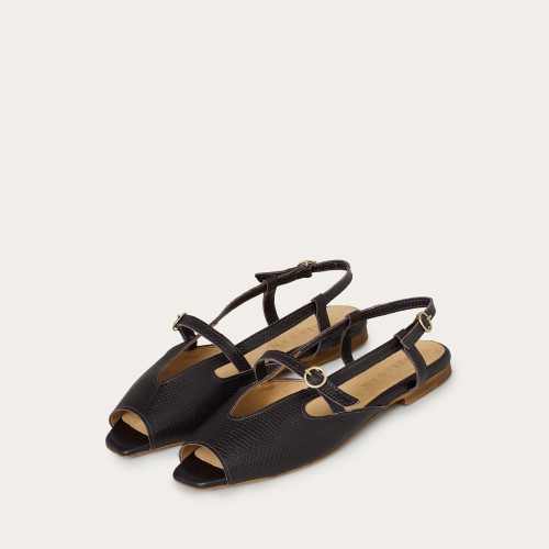 Athena Sandals, brown python pattern | Balagan Studio