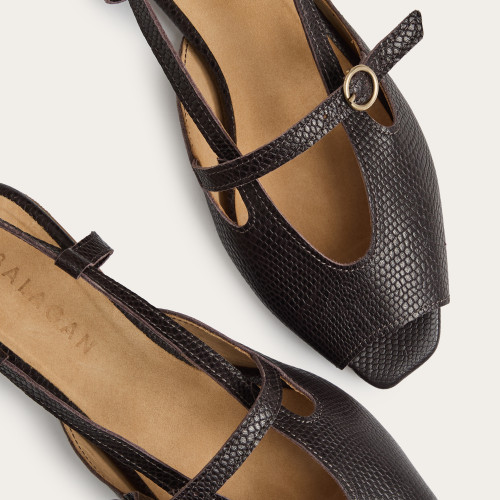 Athena Sandals, brown python pattern | Balagan Studio