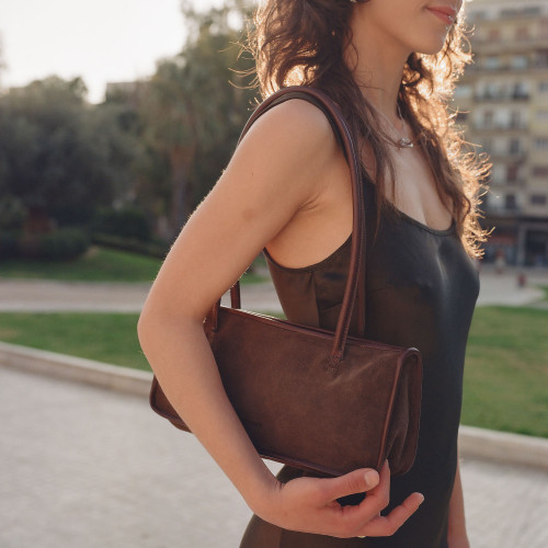 Baguette Bag M, brown velvet | Balagan Studio