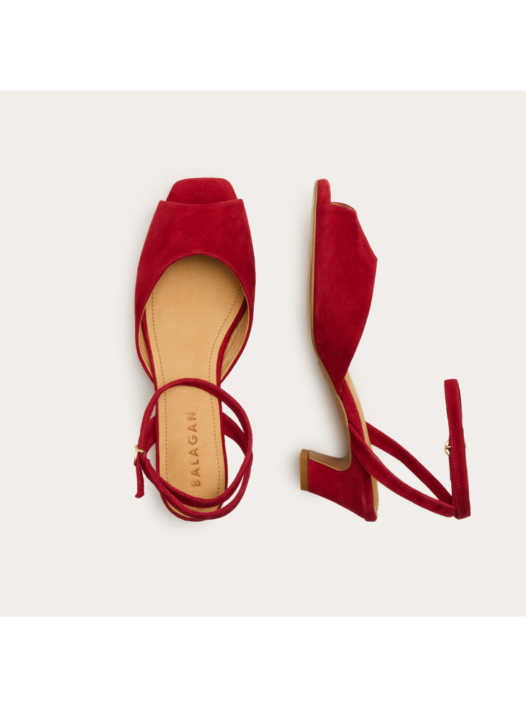 Sara Sandals, red suede | Balagan Studio