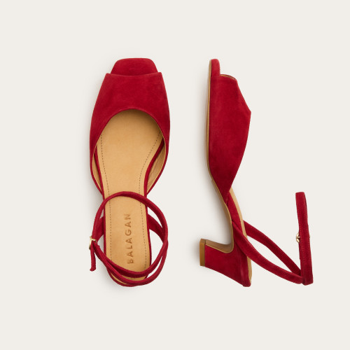 Sara Sandals, red suede | Balagan Studio