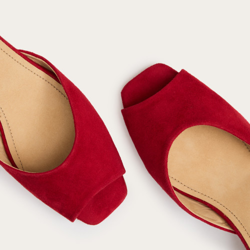 Sara Sandals, red suede | Balagan Studio