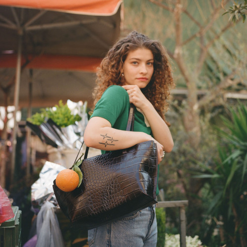 Ishti Bag L, brown croco | Balagan Studio