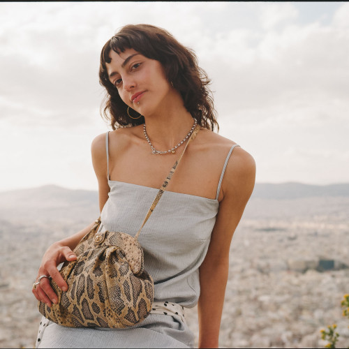 Tola Bag M, beige python pattern | Balagan Studio