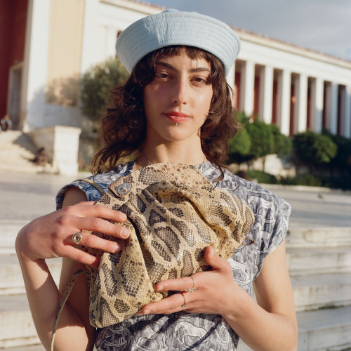 Tola Bag M, beige python pattern | Balagan Studio