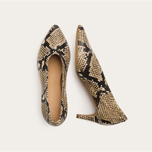 Schpitz Heels, brown python pattern | Balagan Studio